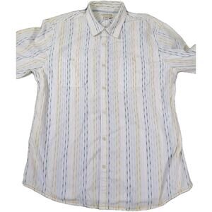 Carbon 2 Cobalt Shirt Men's L White Selvage Stripe Long Sleeve Textured Dobby